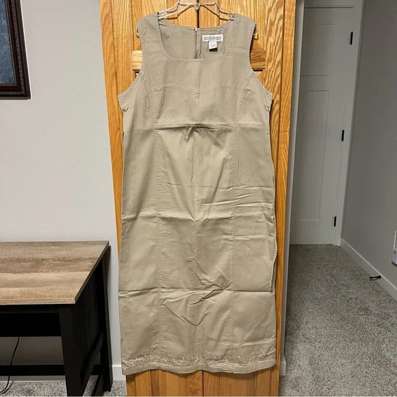 Motherhood Tan Khaki Midi Dress S 100% cotton - Picture 2 of 6